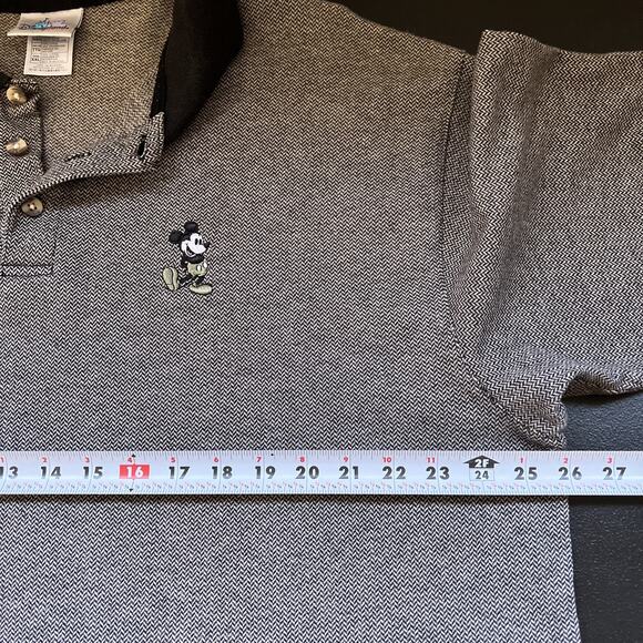VTG Disneyland Resort Polo Shirt 2XL Tan Black Cotton Houndstooth Mickey Mouse - Picture 10 of 12